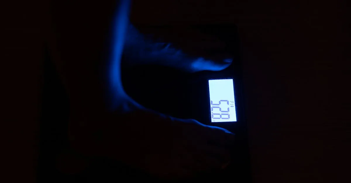 Person on a scale tracking fitness and body mass index measurements