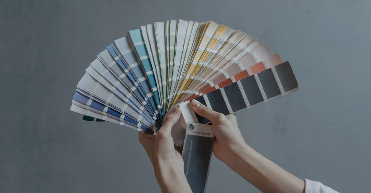Color palette swatches spread out for design and color conversion work